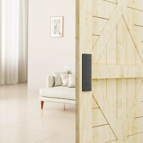 8-3/5 Inch Sliding Barn Door Handle Matte Black Finger Pull Flush Mount For Gates Garages Cabinets Closets And Drawers Modern Durable Hardware Installed