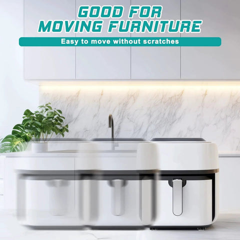 12 Pieces Self Adhesive Appliance Rollers With 360 Degree Rotation Caster Wheels showing easy movement of a countertop appliance