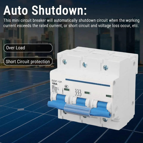 3 Pole DIN Rail Mount Circuit Breaker 100A 400V With Automatic Shutdown And Rapid Arc Extinction for home marine solar