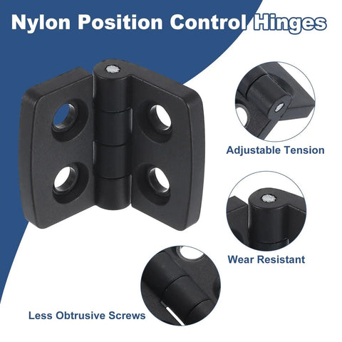 Torque Hinge Set 4 Pack Nylon Self-Closing Hinges 40x30x4mm With 5mm Holes Adjustable Position Control for furniture