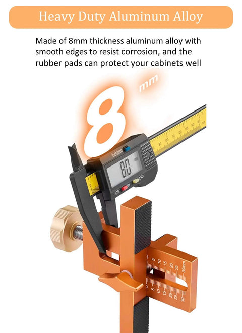 Caliper measuring aluminum One Hand Cabinet Door Mounting Jig With 10mm Door Latch Drilling Bit Aluminum Alloy Clamp