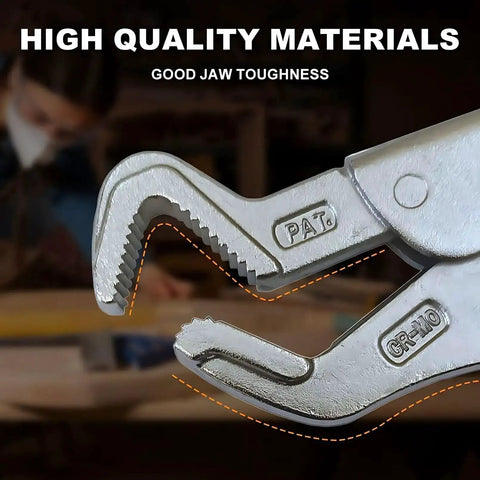 Close-up of 9 Inch Locking Vise Grip Plier with Nose Jaw for Sway Bar Link Removal Welding and Pipe Clip Repair