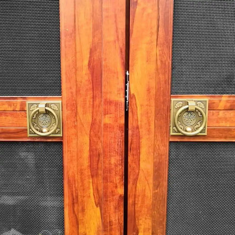 Chinese Style Antique Brass Ring Pull Handle Set For Cabinets And Wardrobes 60mm Square Brass Hardware with classic design.
