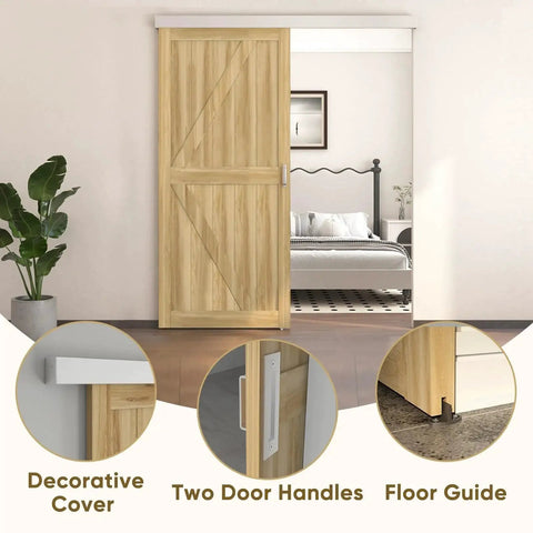 6Ft Sliding Barn Door Hardware Track Kit With Handles, Low Clearance Aluminum Alloy Box Rail Track in bedroom installation