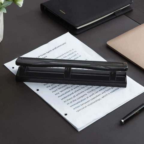 Three Hole Punch For Home Office With Easy Clean Tray Punches Up To 10 Sheets At Once Durable Metal Construction Sleek Black Finish