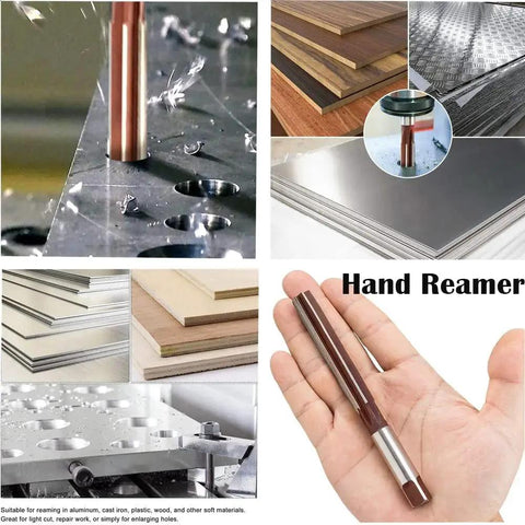 Hand holding 8mm H8 Chucking Reamer For Precision Bore Pro Grade With 9CrSi Alloy Tool Steel Uncoated Round Shank Straight Flutes