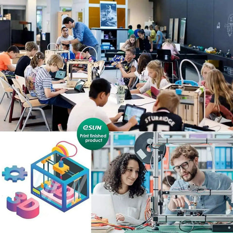 Classroom with students using 3D printers, ABS Plus 1.75mm Filament For 3D Printing, Built Tough With Low Warping