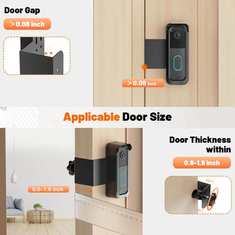 Anti Theft Doorbell Mount For Video Doorbell Gen 1 And Gen 2 No Drill With Rain Cover installed on wooden door