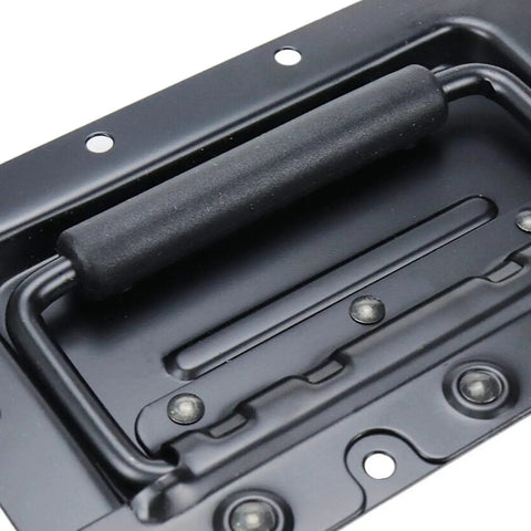 6.34 Inch Black Spring Loaded Handle For Toolboxes And Chests Surface Mounted With Rubber Grip Heavy Duty Luggage Style Handle