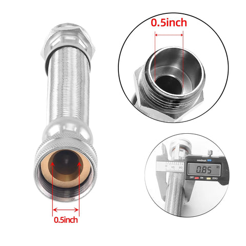 Stainless steel braided garden hose extension, 9.5 in length, heavy-duty, 0.5 in bore, Amazon