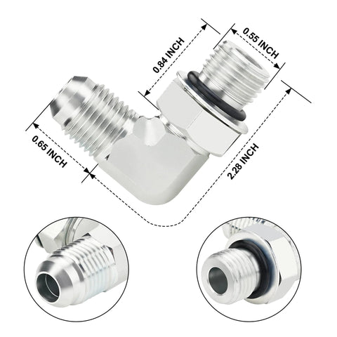 ANCIMOON 5-pack 3/8 in hydraulic hose fittings, 90° elbow, JIC to SAE/ORB male, chrome-plated.