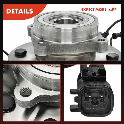 Close-up of front wheel bearing and hub assembly with ABS for Dodge Ram 1500 2006 2007 2008 4WD eight lug Ram 2500 3500.