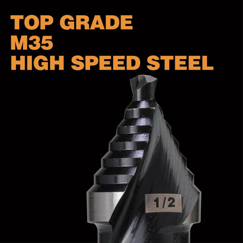 M35 HSS One Half Inch Step Drill Bit Unibit With Double Spiral Flutes For Drilling Small Pilot Holes In Stainless Steel Metal Wood And Plastic Jerax Tools