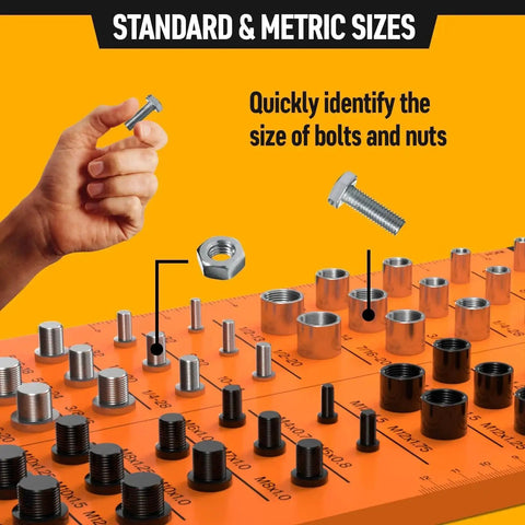 All Metal Wall Mount Nut And Bolt Thread Checker Gauge For Standard And Metric Sizes That Identifies Thread Types Quickly And Accurately