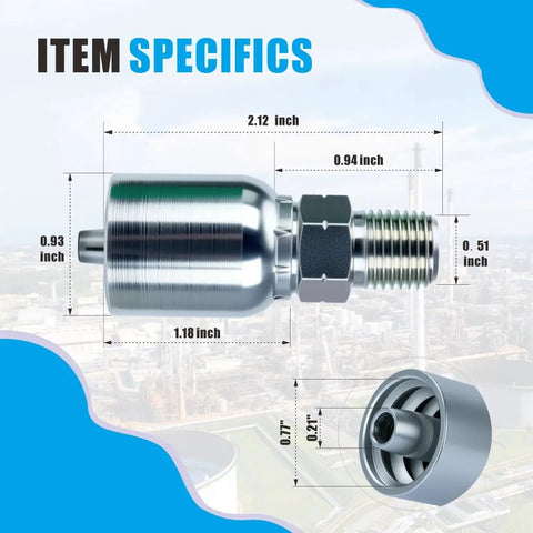 12 Pack Hydraulic Hose Fittings 1/4 Inch I.D. To 1/4 Inch NPTF Male Crimp Ends, Pro Grade Heavy Duty Coated Steel