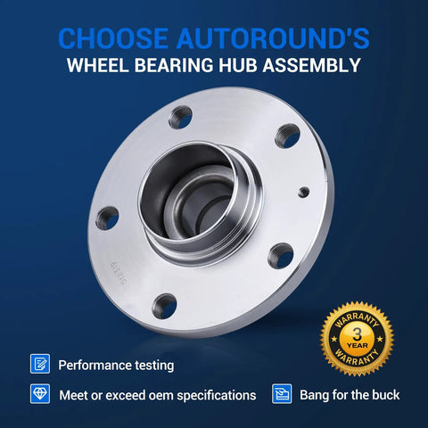 Rear Wheel Hub Bearing Assembly For VW Beetle Jetta Passat CC Eos Golf GTI And More With ABS FWD, shown from front view