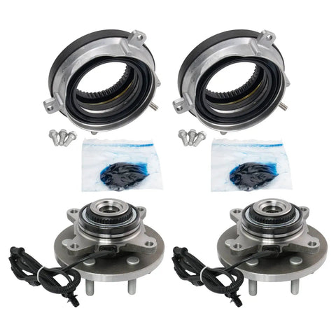 Front Wheel Bearing And Hub Assembly Kit For Ford F-150 4WD 2015 2016 2017 Including Four Piece Drop In Set With Two Front Auto Lock Hub Actuators And Two Front Wheel Bearings And Hubs For Lariat XL XLT King Ranch Limited Platinum SSV