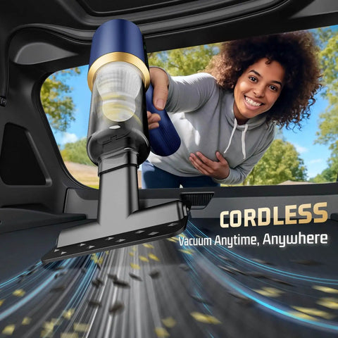 Person using Cordless Car Handheld Vacuum Cleaner With 16000Pa Suction Brushless Motor And HEPA Filter Ultra Lightweight in car