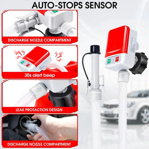 Gas Transfer Pump With Auto Stop Sensor And 30 Second Beep, 3.2 GPM Quick Fuel Transfer, Overfill Protection, close-up features