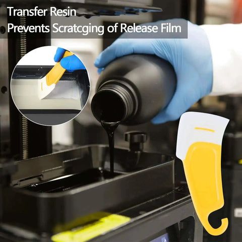Must-Have Resin Cleanup Kit With 10 Silicone Spatulas And Plastic Scrapers For UV Resin 3D Printers, resin pouring into vat.