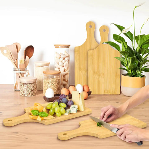 12 Pack Bamboo Cutting Boards With Handles 11 By 5 Inch Mini Charcuterie Boards For Kitchen Prep And Serving Blank Laser Engraving Surface