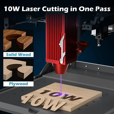 Portable 10W Laser Engraver For Home Use With Acrylic Enclosure And Lightweight Engraving Area in action on wood