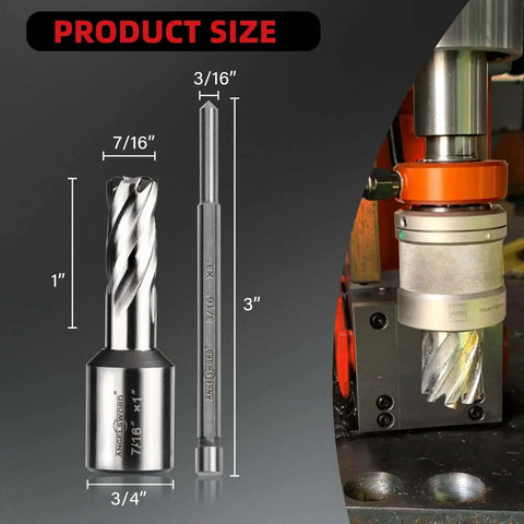 Built Tough HSS Annular Cutter 7 16th Inch Diameter And 1 Inch Cutting Depth For Magnetic Drill Press Kit With Pilot Pin 3 16th Inch By 3 Inch Anglesword product size