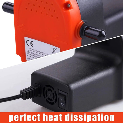Rear view of the 12V 100W Oil Change Pump Extractor Upgraded No Mess No Fuss Electric Oil And Diesel Fluid Transfer Pump showcasing heat dissipation features.