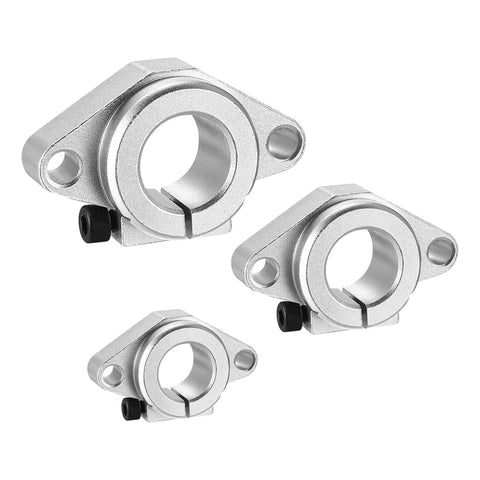 SHF16 aluminum rail clamp support blocks for 12mm linear guides, 3-pack with flanged mounting holes