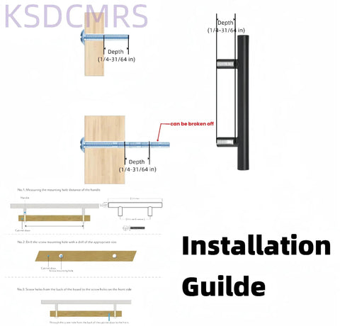Installation guide for 5 Inch Matte Black Stainless Steel Cabinet Pulls Heavy Duty Round Corner Drawer Handles