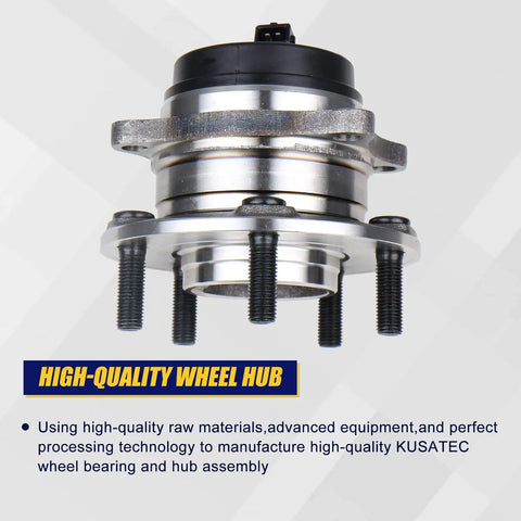 Rear Wheel Bearing And Hub Assembly 512326 2 Pack For Kia Sorento 2011 To 2015 Hyundai Santa Fe 2007 To 2020 Veracruz 2007 To 2012 With 5 Lug ABS Rear Wheel Hub Replacement, front view.