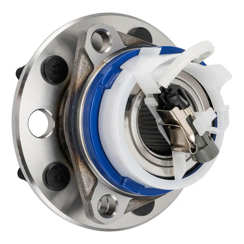 Front Wheel Hub Assembly Single Unit Compatible with Buick LeSabre 1991-1999, Cadillac DeVille 1992-1996, Oldsmobile 88/98 1992-1999; 5-Lug ABS Sealed Ball Bearing Replacement 513087, close-up view.