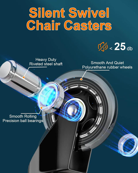5-Pack Office Chair Wheels - Universal Fit 3 Inch Soft Rubber Casters, Heavy-Duty Chair Casters, Low Noise, for All Floor - Replacement Rubber Wheels