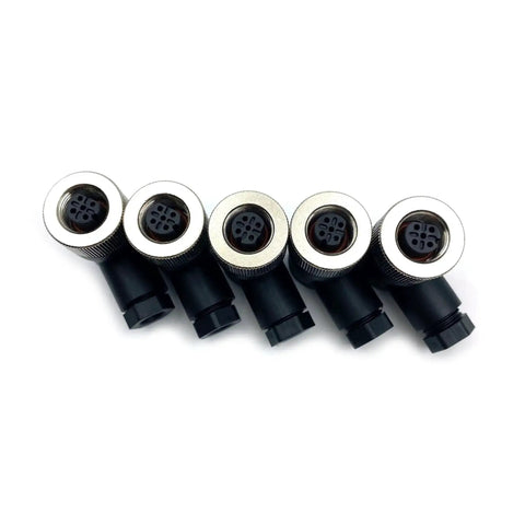 M12 4 Pin Female Connector D Code IP67 Waterproof Right Angle Industrial Circular Sensor Connector For PG7 Cable