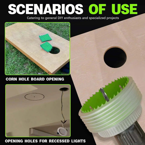 8 In 1 Bi Metal Hole Saw Kit With 2 In 4 In 6 In Saws, High Speed Drill Bits, A2 Arbor, And 6.3 In Dust Cover used in wood and lighting installations