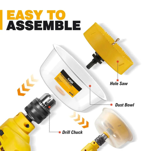 6 Inch Hole Saw For Recessed Lights With Dust Bowl And Silicone Catcher, Includes Arbor, Drill Bit, Hex Key, DIY Installation