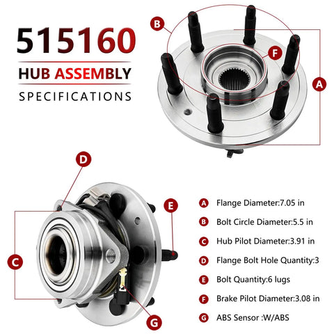 4WD Front Wheel Hub Assembly Fits 2015-2020 Chevy Suburban Tahoe And 2014-2018 Chevrolet Silverado 1500 GMC Sierra 1500 specifications