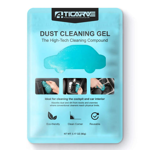 Cleaning Gel For Car Detailing Putty And Vent Cleaner Goo For Auto Interior Dust Removal Mud Slime Great For Vents And Crevices And Keyboard Cleaner Gel One Pack in a blue pouch, 90g size.