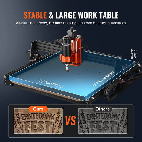 Beefy 300W 3 Axis CNC Router Engraving Machine Kit With GRBL Control, 400 By 400 Mm Working Area, stable large work table