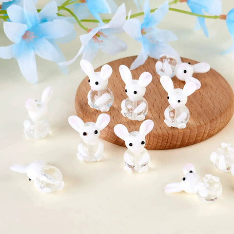 Rabbit Lampwork Glass Beads 10 Pcs Cute Bunny Spacer Beads For DIY Jewelry Making Easter Bracelet Necklace Beading Supplies