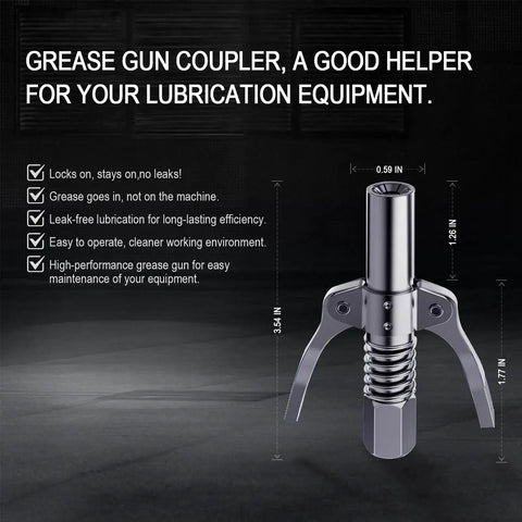 Grease Gun Coupler With Quick Lock And Double Handle Six Thickened Claws For Tight Fit Leak Proof Seal Up To 12000 PSI
