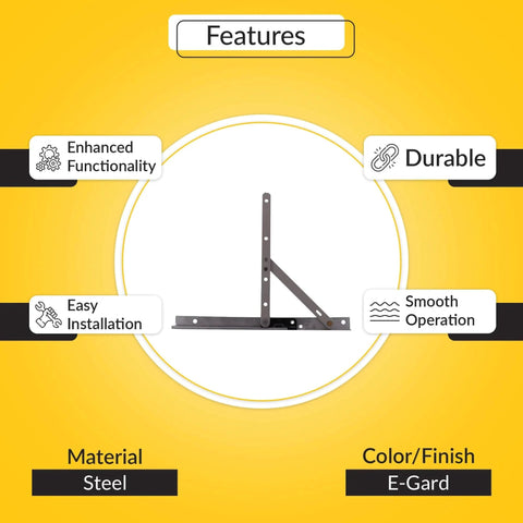 Concealed Casement Hinge, Upper Left Lower Right Type, E-Gard Finish, Stainless Steel, 10 Inch Track, 4 29/32 Inch Arm Size