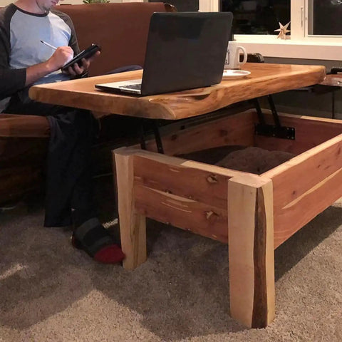 Heavy Duty Lift Up Hydraulic Hinge Set For Coffee Tables And Furniture Two Pair Folding Lift Top Hinges No Fuss Lift Top Hardware With Anti Rust Steel Construction Supports Up To 50kg Easy Lift Mechanism Built For Home Improvement By GENHAKON installed on wooden coffee table