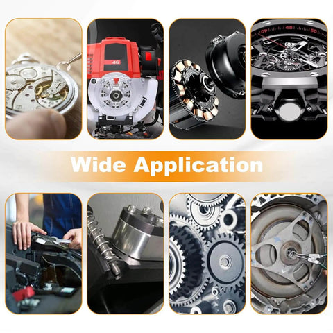 Varied applications of 330 Piece Snap Rings Kit With E Clips And C Clips External Retaining Rings Assortment 24 Sizes From 2mm To 16mm Carbon Steel Circlip Set For Mechanics Gearheads DIYers Automotive Enthusiasts