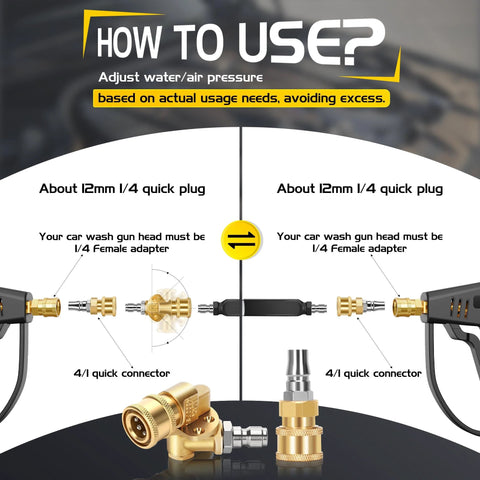 Foinwer 24-inch radiator cleaning wand set with brass 1/4-inch quick-connect adapters for cars, trucks, and RV radiators