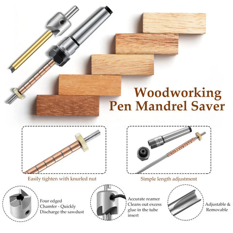 Pen Making Kit With Turning Mandrel And Barrel Trimming Set for Wood Lathe Morse Taper Number Two Shank and components shown