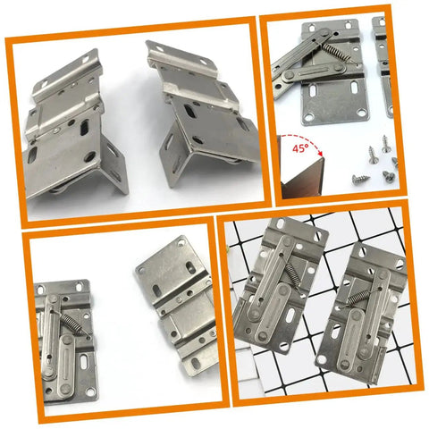 4 Pack Hidden Spring Hinges For Cabinets With Drop Leaf Support Easy To Install And High Load Bearing Capacity installed view