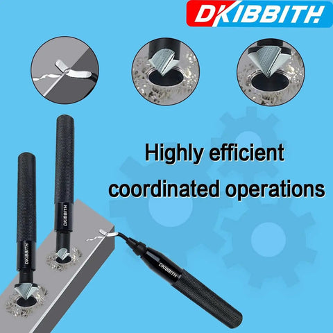 13 Piece Deburring Tool Set With Swivel Head And 2 Countersinks And 11 HSS Blades for metal, plastic, PVC, and 3D-printed edges.