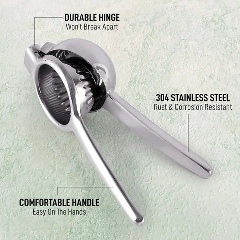 Go-To Stainless Steel Lemon Squeezer, Heavy Duty Manual Citrus Press And Lime Juicer with durable hinge and comfortable handle