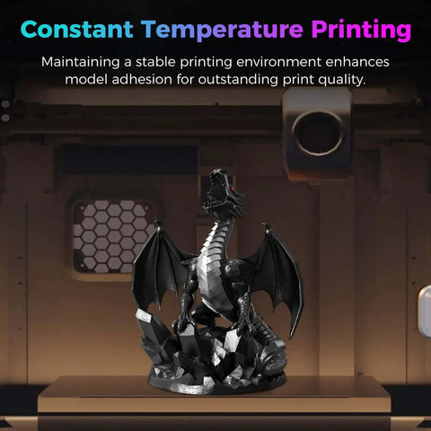Dragon figurine in K1 SE And K2 SE 3D Printer Enclosure With Transparent Dustproof Cover Keeps Constant Temperature And Noise Down
